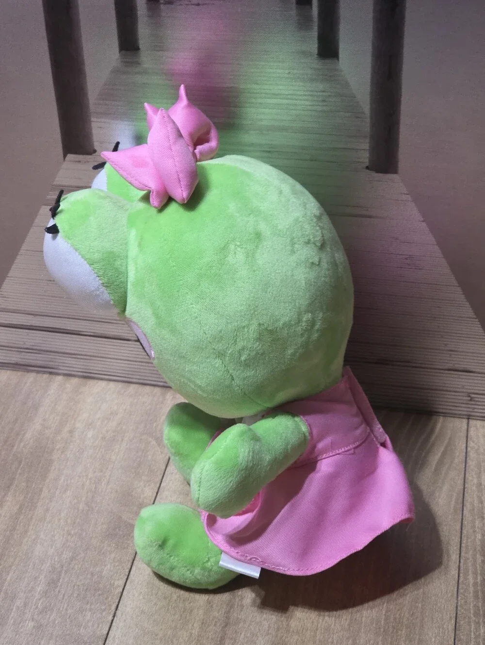 SWEET FROG YOGURT MASCOT GIRL PLUSH PINK DRESS HAIR BOW